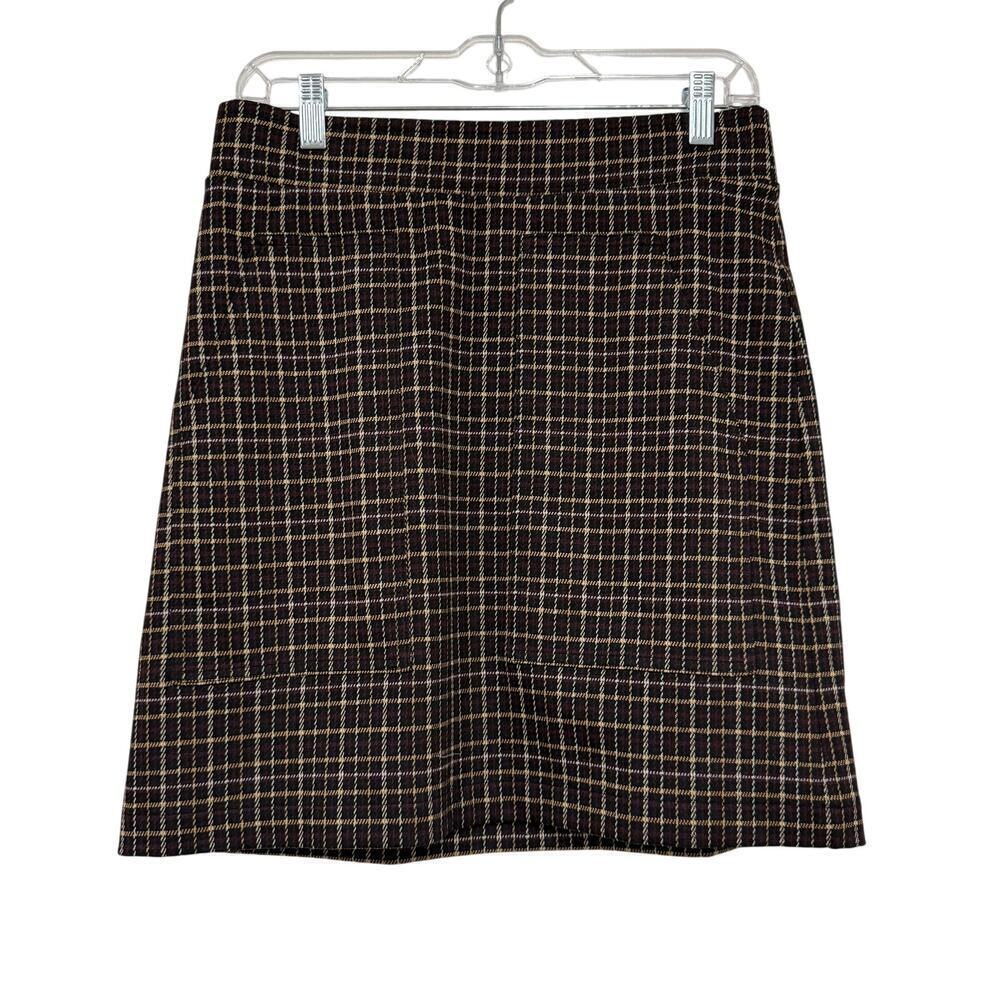 LOFT Women's Brown Tan Red Plaid Print Mini Skirt Pockets Fall Office Size XS